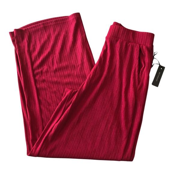 Dictionary NWT Wide Leg Elastic Waist Pleated Palazzo Pockets Ruby Red Medium - Picture 1 of 10